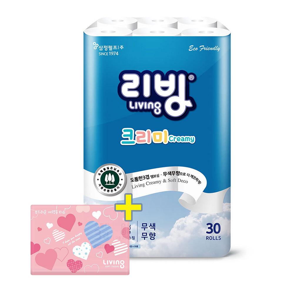 삼정 3겹 크리미 화장지 25M 30롤1팩 +여행용40p 1팩