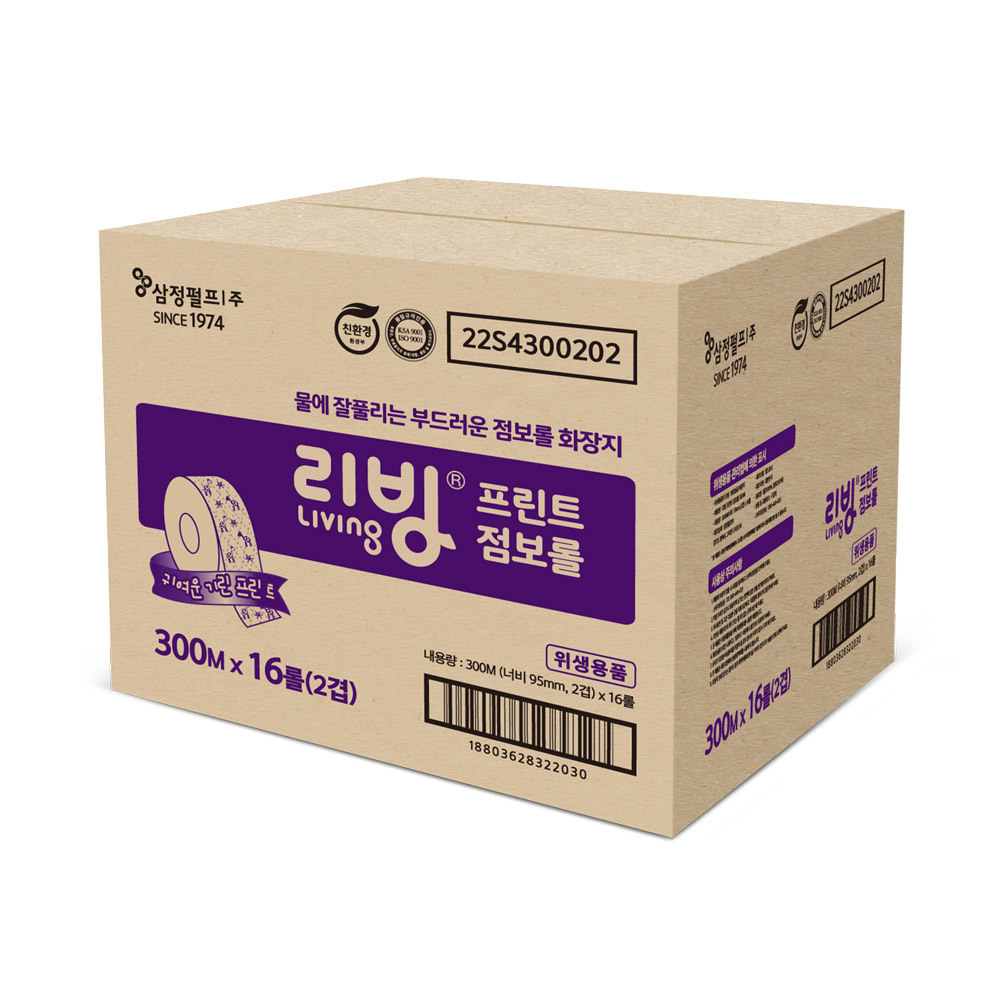 삼정 리빙 점보롤 프린트 업소용 화장지 300M 4롤 4팩