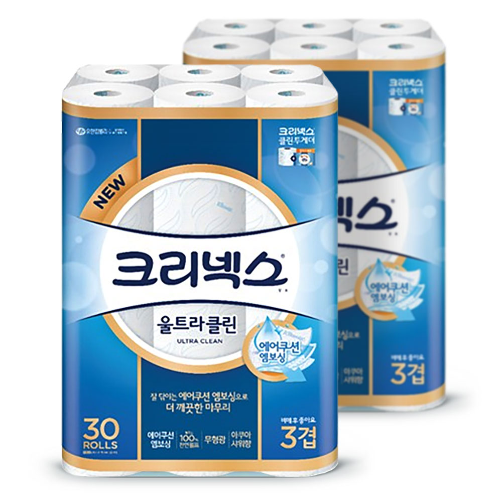 크리넥스 화장지 울트라 클린 25m 30롤 x2팩