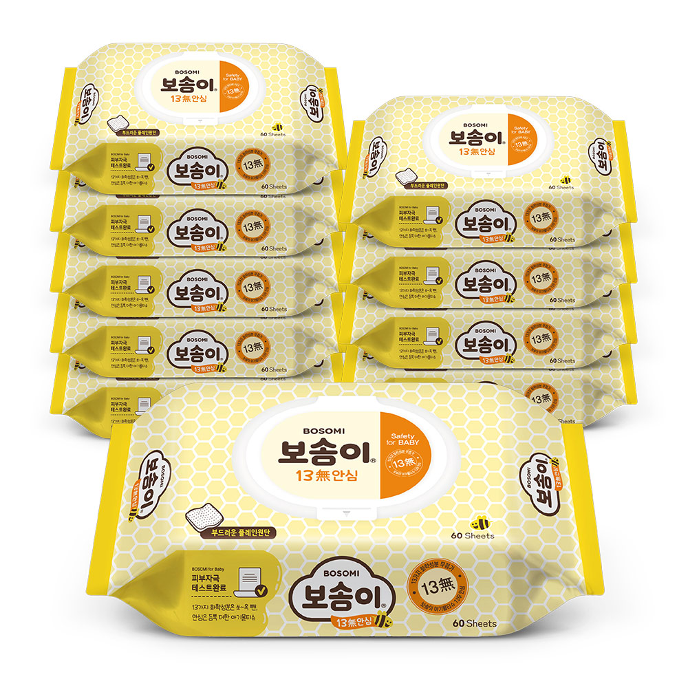 보솜이 안심 물티슈 타요 13무 60매 x10팩