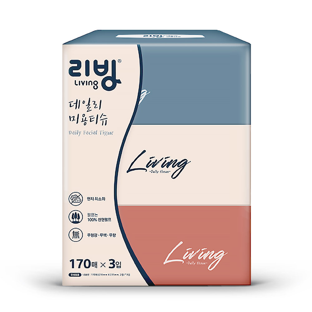 삼정 리빙 소프트 미용티슈 170매3입 x1팩