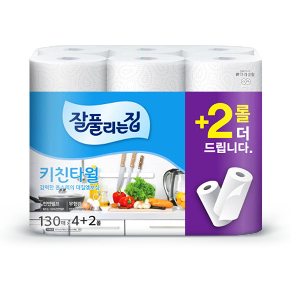 미래생활 잘풀린는집 키친타올 130매6롤 x1팩