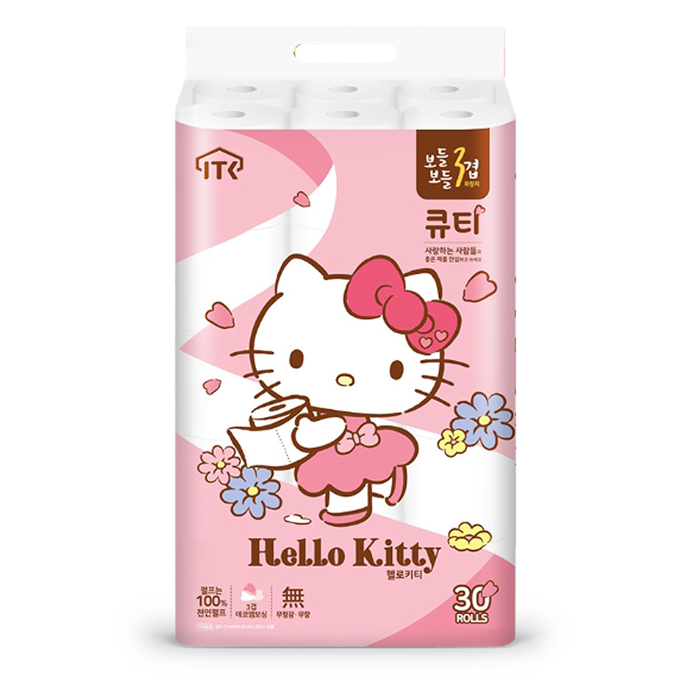 헬로키티 큐티 화장지 보들보들3겹 27m 30롤 1팩