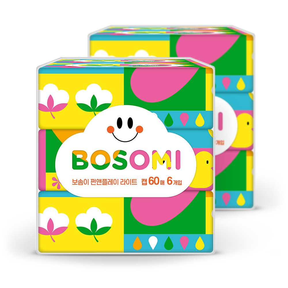 보솜이 펀앤플라이 아기 물티슈 캡 60매 6입 x2팩