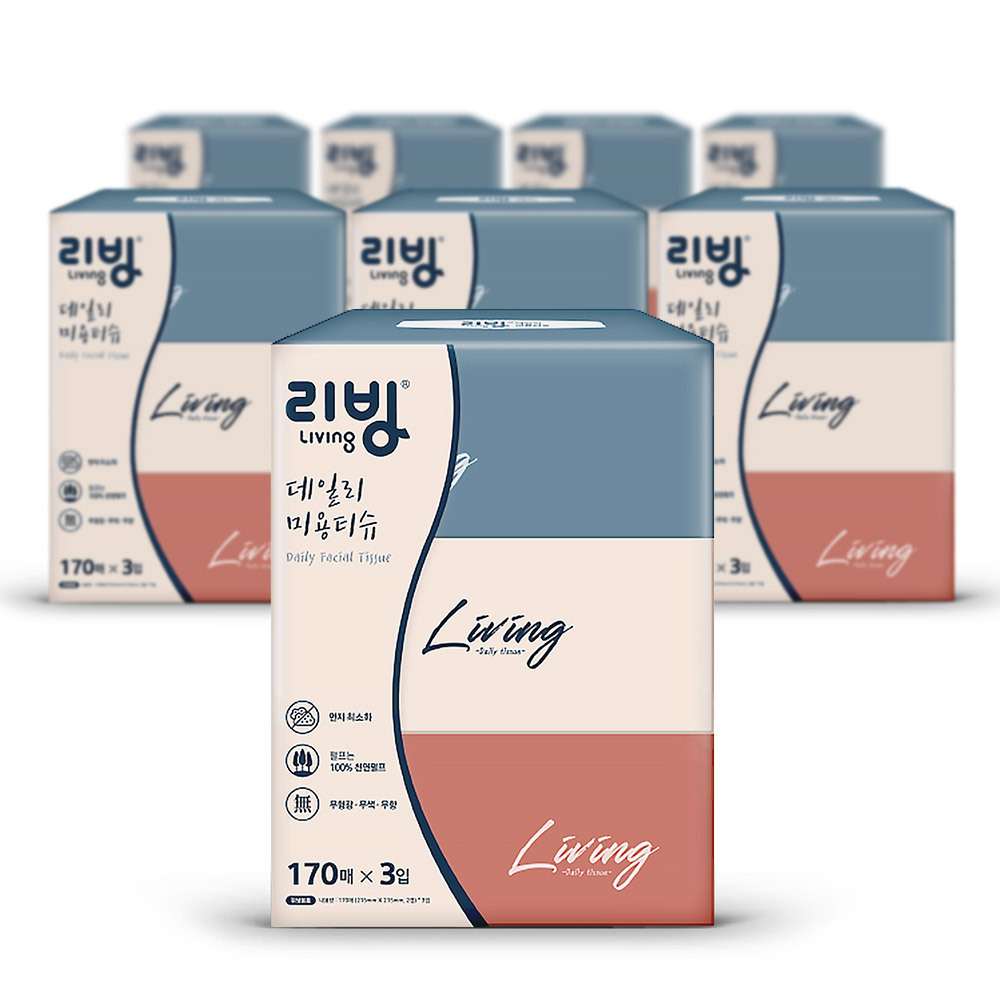 삼정 리빙 소프트 미용티슈 170매3입 x8팩