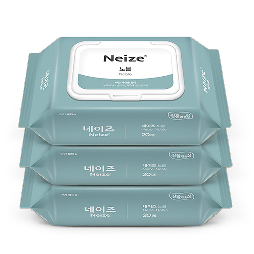 네이즈 노블 물티슈 휴대용 평량72g 캡20매 x3팩