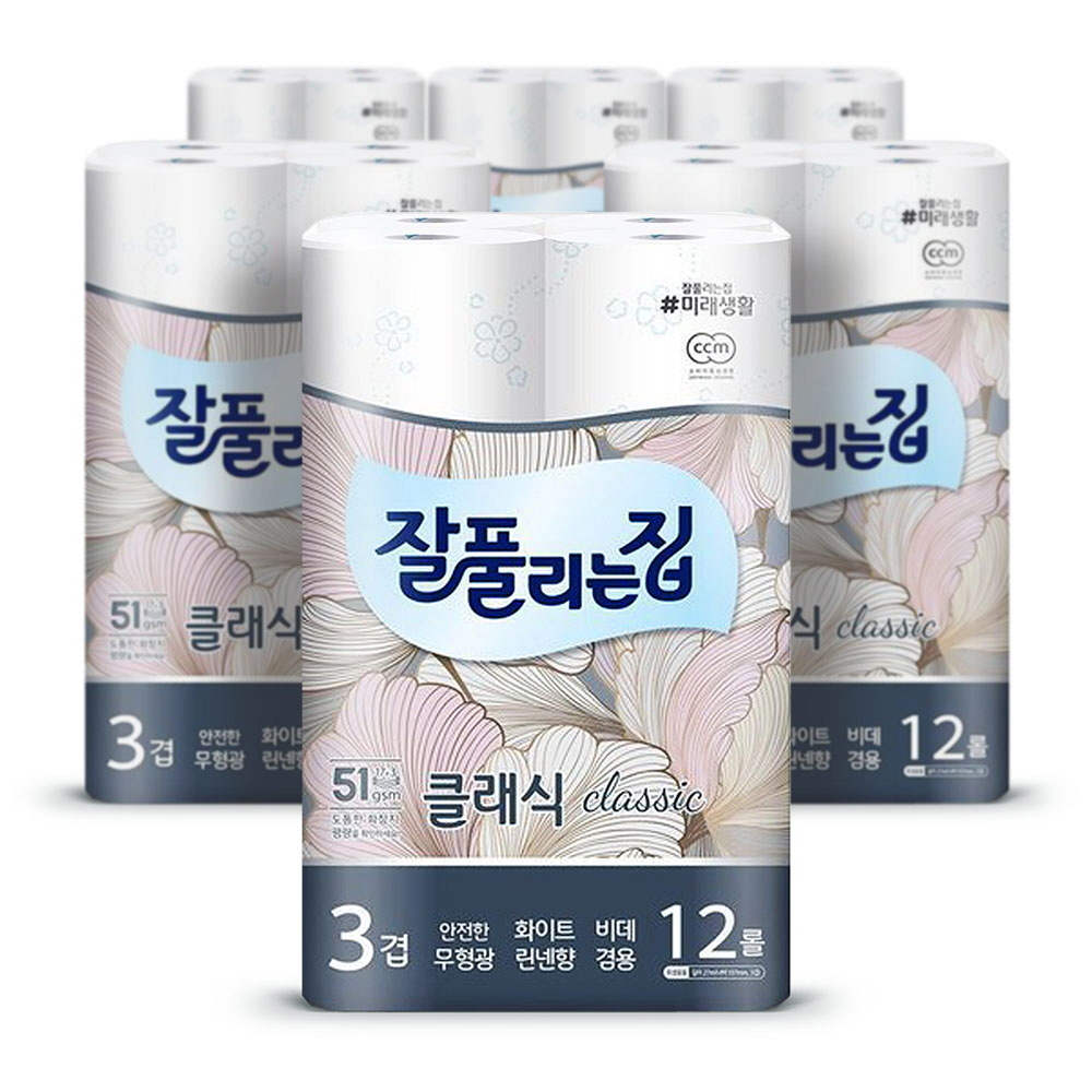 잘풀리는집 3겹 클래식 화장지 27m12롤 6팩