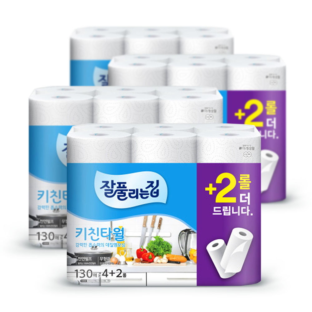 미래생활 잘풀린는집 키친타올 130매6롤 x4팩