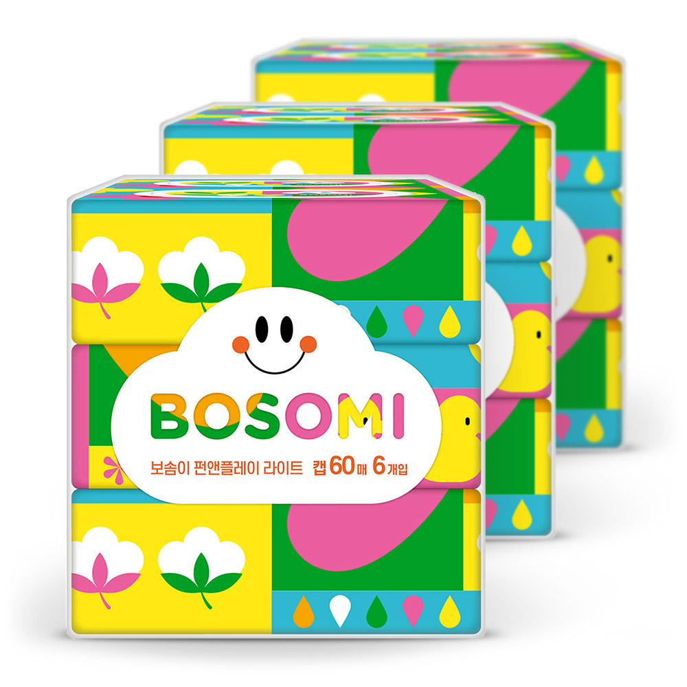 보솜이 펀앤플라이 아기 물티슈 캡 60매 6입 x3팩