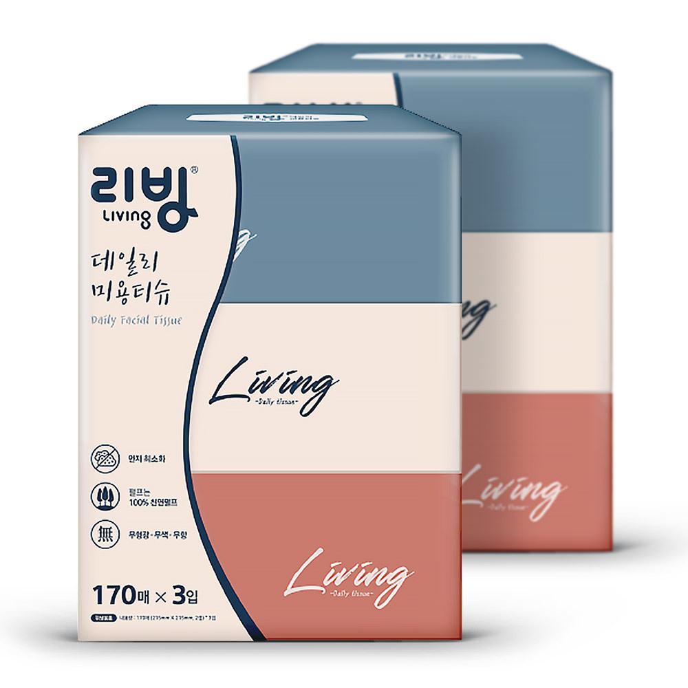 삼정 리빙 소프트 미용티슈 170매3입 x2팩