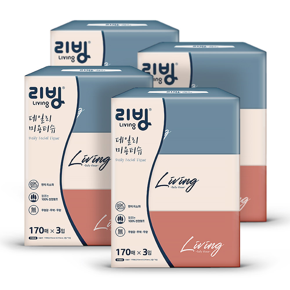 삼정 리빙 소프트 미용티슈 170매3입 x4팩