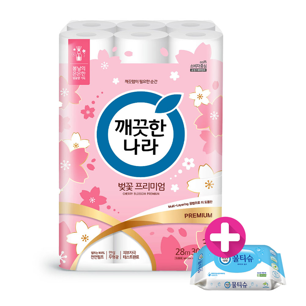 깨) 허브가든 벚꽃 화장지 28m30롤1팩 +휴대wt10매1개
