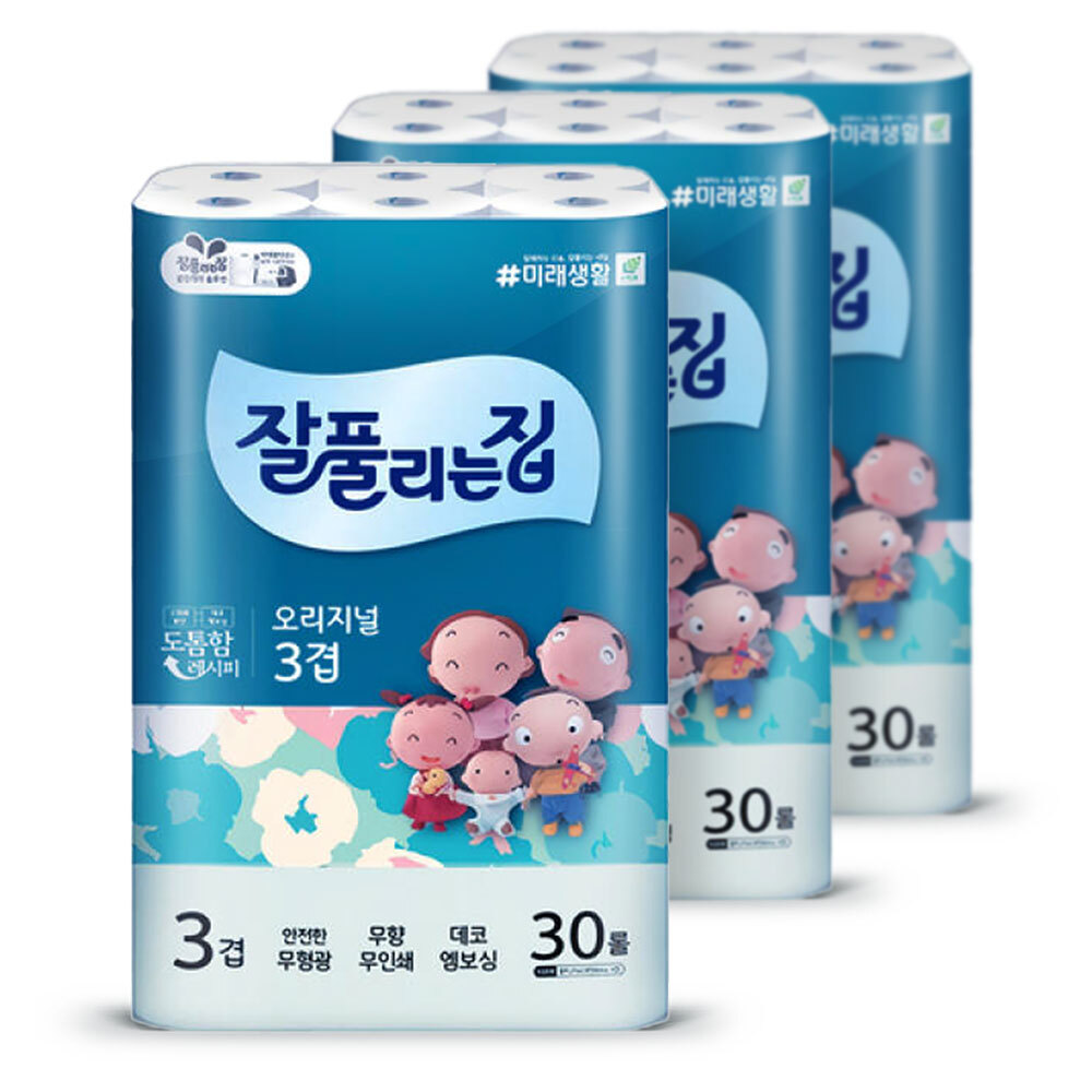 잘풀리는집 오리지날 3겹 화장지 27m 30롤 3팩