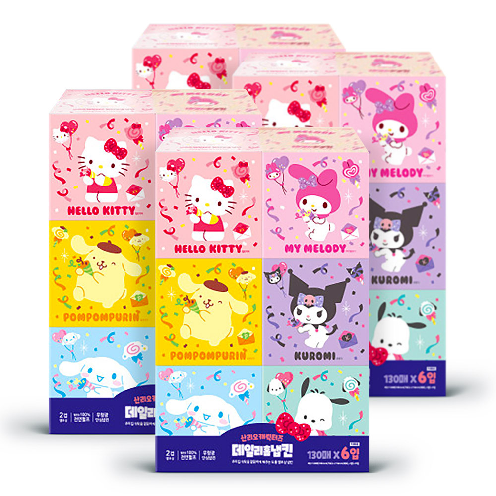 산리오 캐릭터즈 데일리 홈냅킨 130매6입 x4팩 식탁용