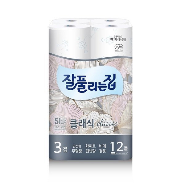 잘풀리는집 3겹 클래식 화장지 27m12롤 1팩