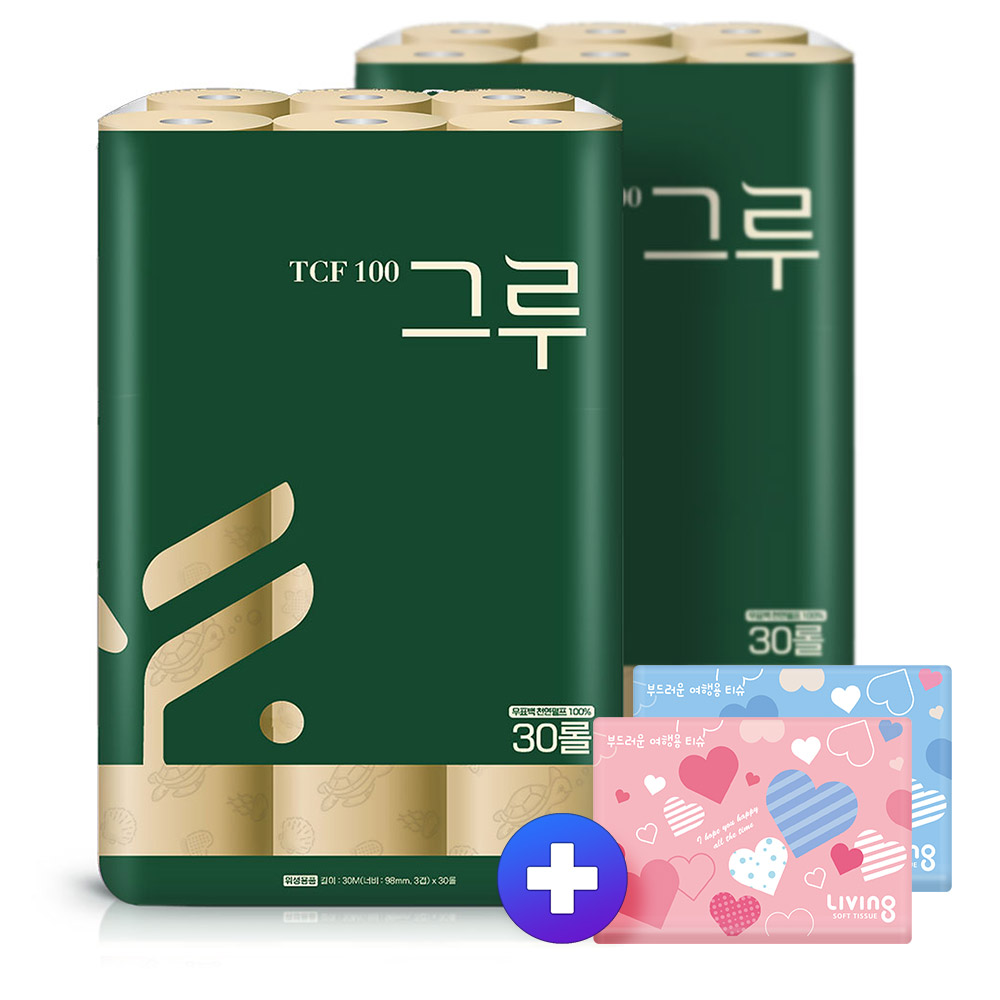 삼정 그루 화장지 오리지널30m30롤2팩 +여행용40매2개