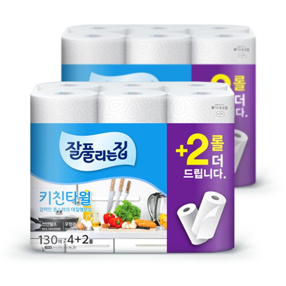 미래생활 잘풀린는집 키친타올 130매6롤 x2팩