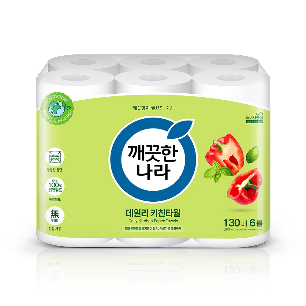 깨끗한나라 데일리 키친타올 기획 130매6롤 1팩