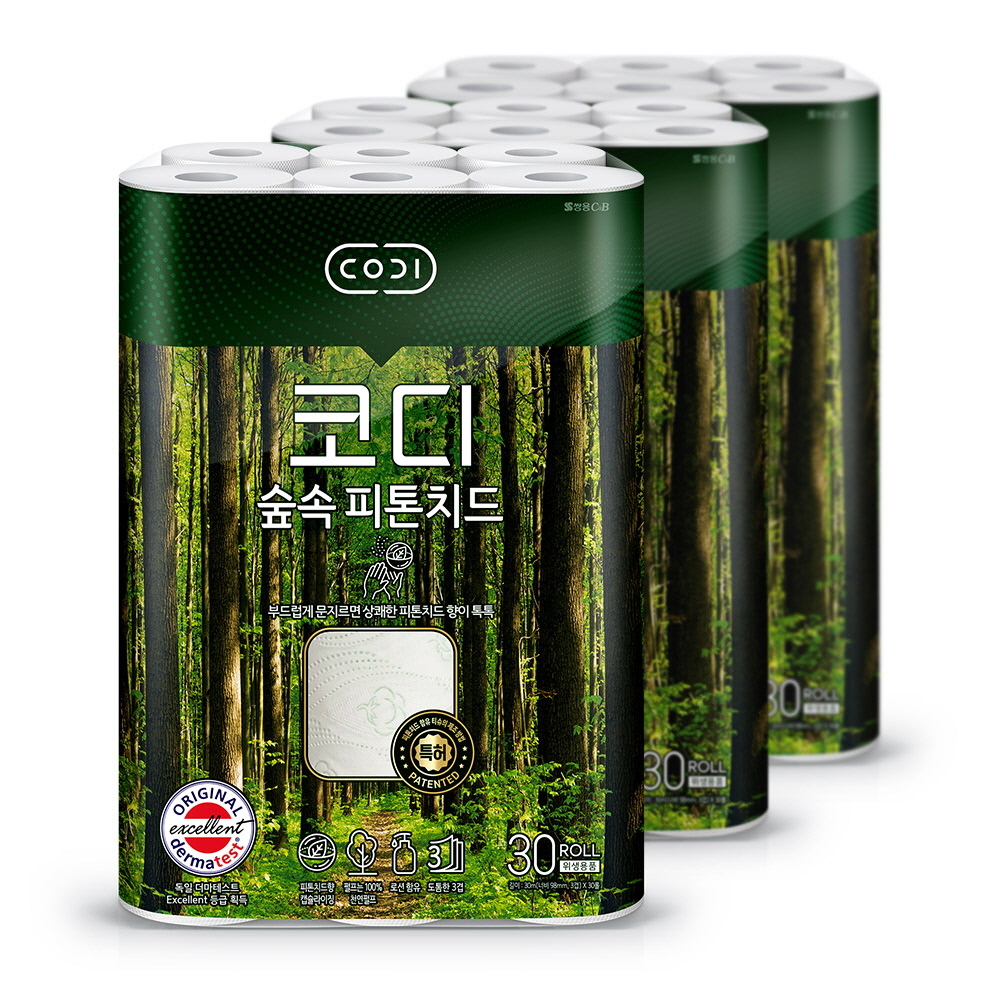 코디 숲속 피톤치드 화장지 30m 30롤 x3팩 휴지