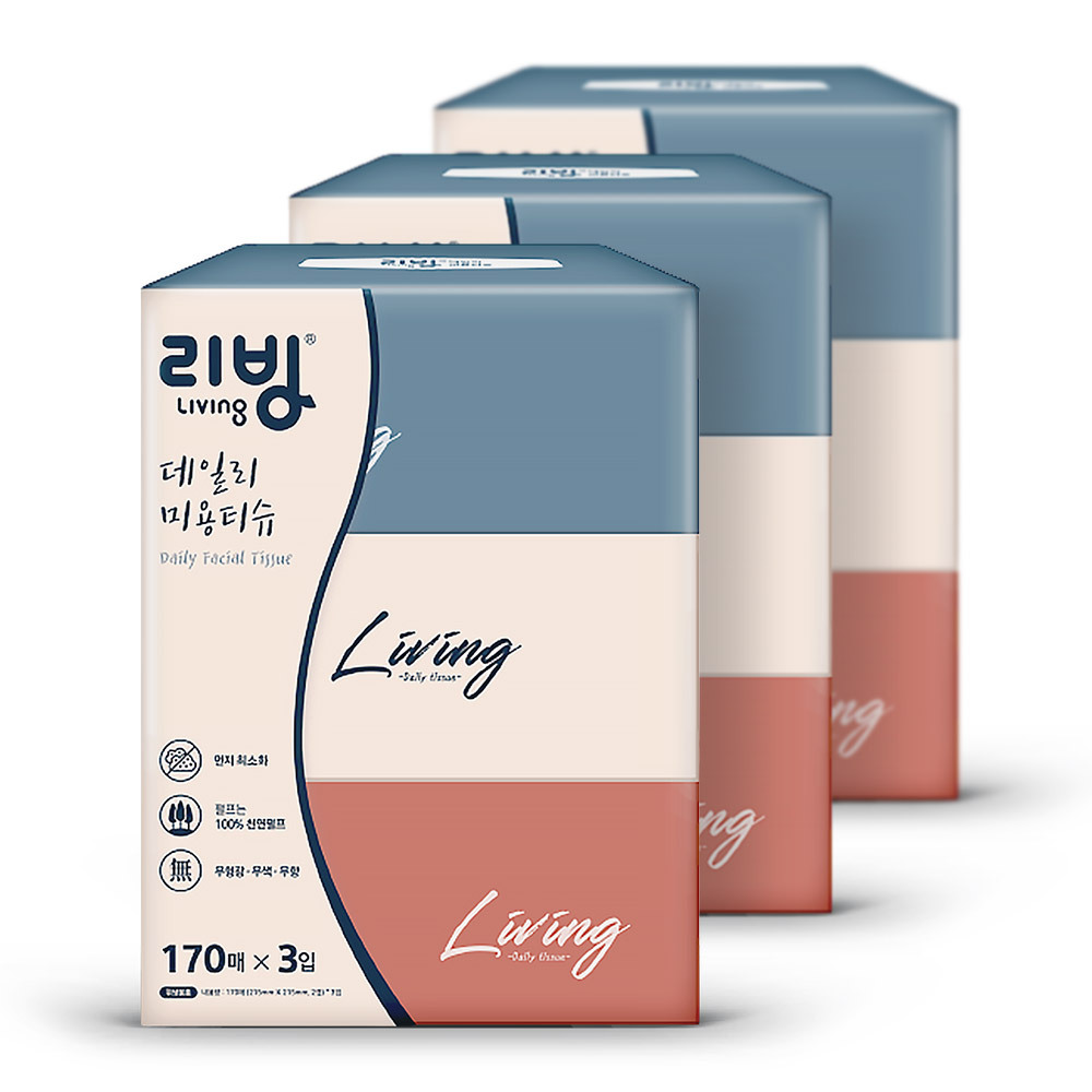 삼정 리빙 소프트 미용티슈 170매3입 x3팩