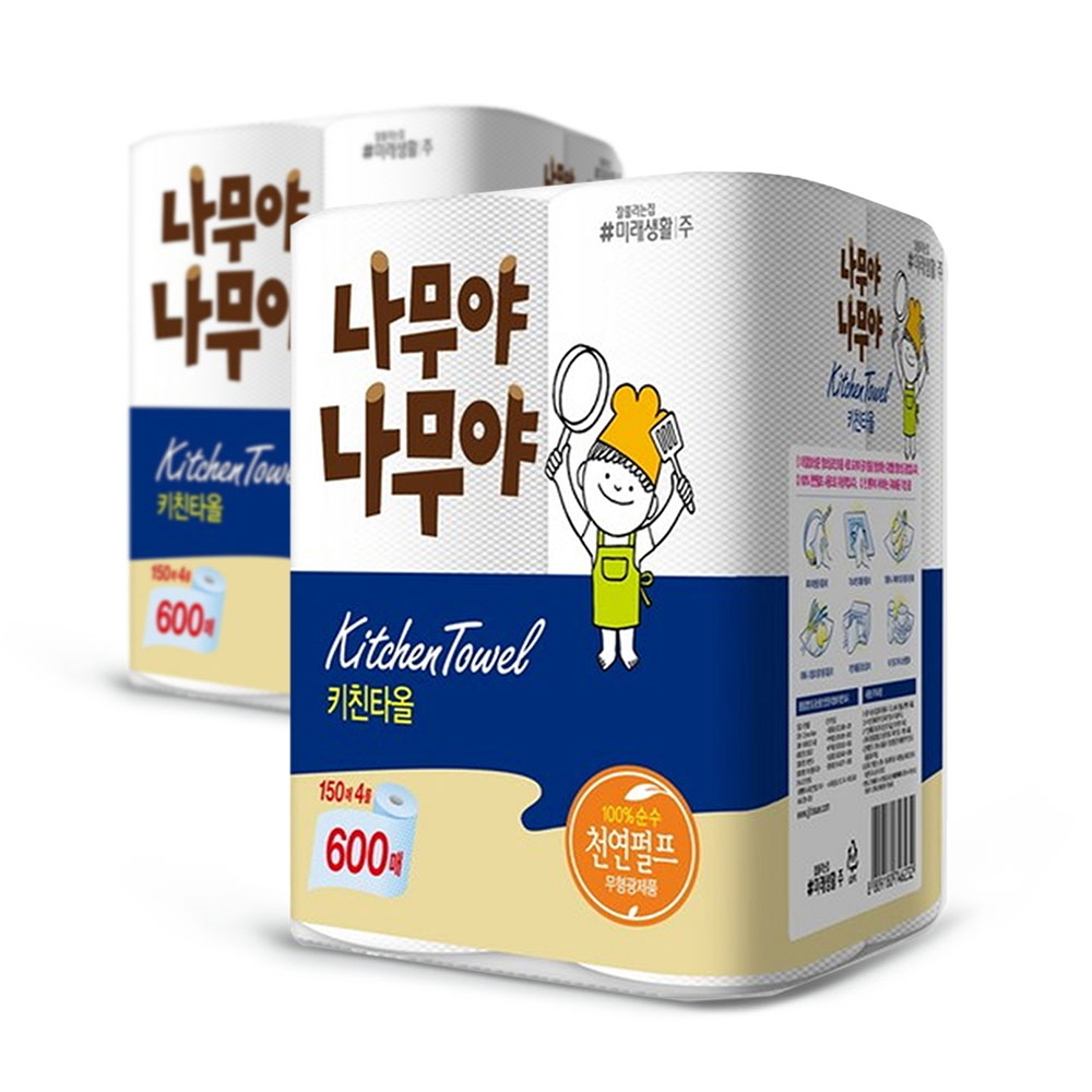 미래생활 나무야 나무야 키친타올 150매 4롤 x2팩