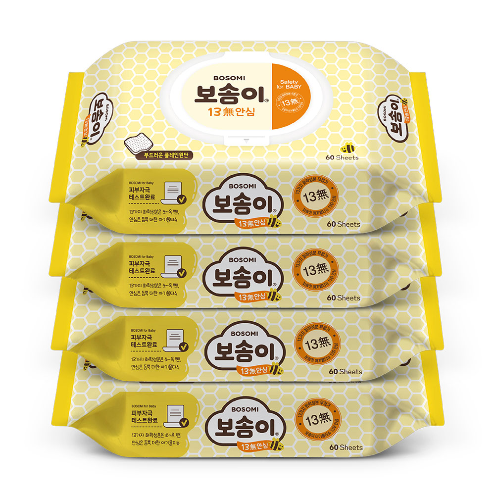 보솜이 안심 물티슈 타요 13무 60매 x4팩