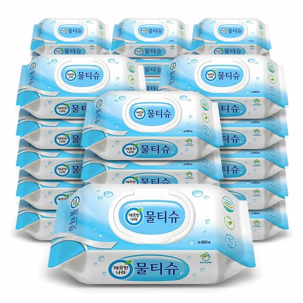 물티슈 깨끗한나라 페퍼민트 캡형 60매 32팩