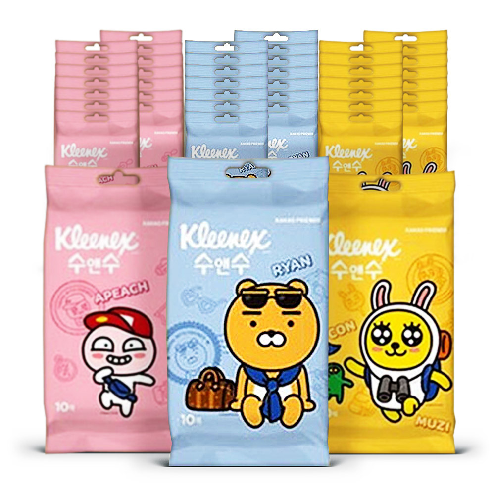 크리넥스 수앤수 카카오 프렌즈 물티슈 리필 10매42팩