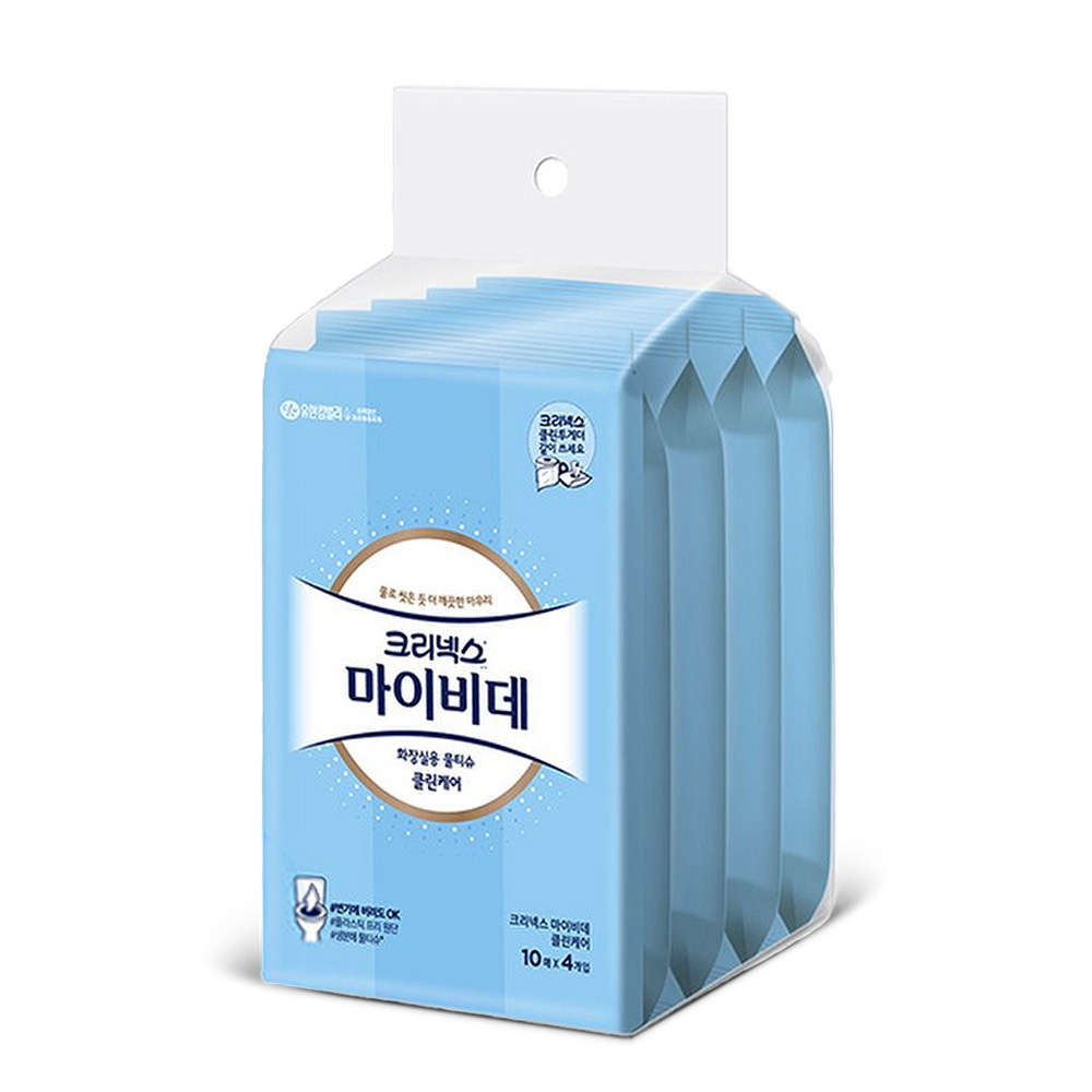 크리넥스 마이비데 클린케어 물티슈 리필10매4입 1팩