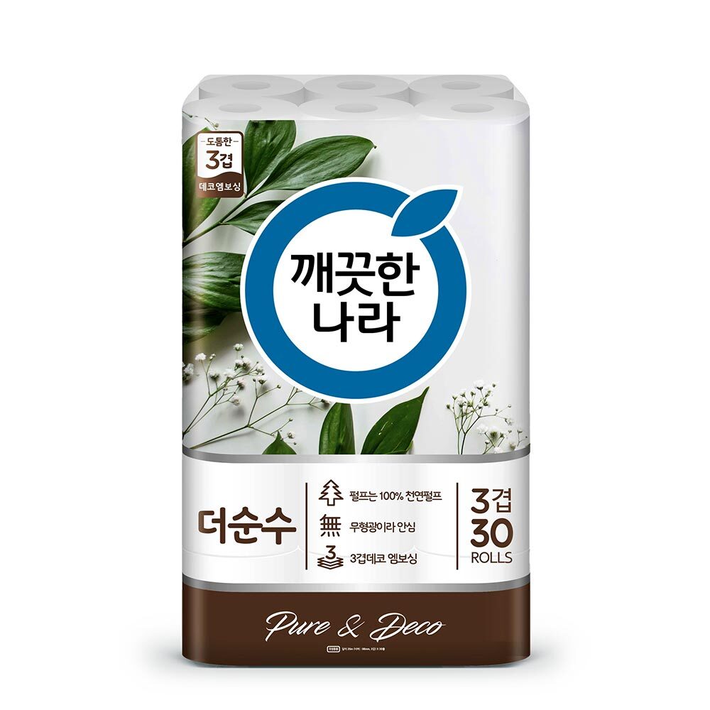 깨끗한나라 더순수 도톰한 화장지 3겹 25m 30롤 x1팩