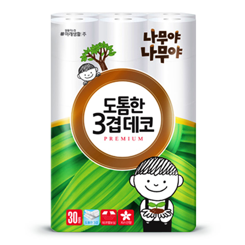 나무야 도톰한 3겹 데코 화장지 30m 30롤 1팩