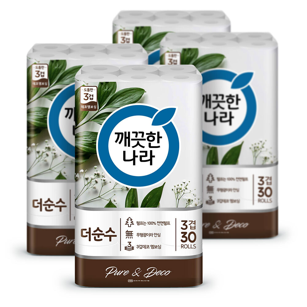 깨끗한나라 더순수 도톰한 화장지 3겹 25m 30롤 x4팩