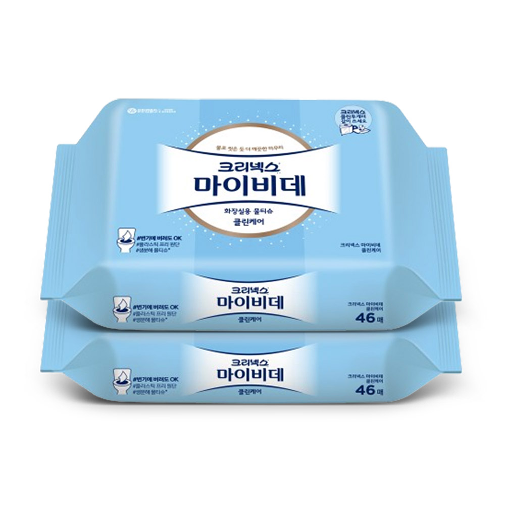 크리넥스 마이비데 물티슈 클린케어 리필 46매 x2팩