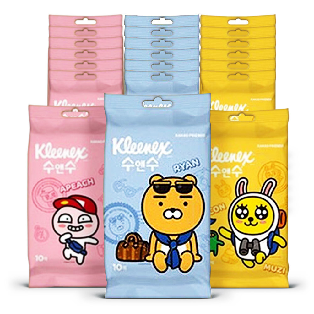 크리넥스 수앤수 카카오 프렌즈 물티슈 리필 10매24팩