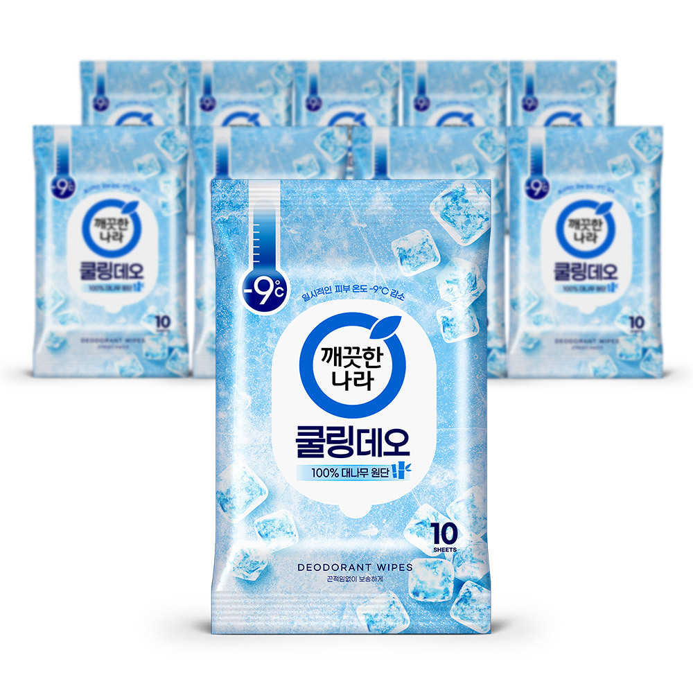 깨끗한나라 페퍼민트 쿨링 데오 물티슈 10매 x10개