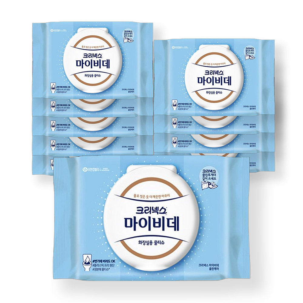 크리넥스 마이비데 물티슈 클린케어 캡 46매 x10팩