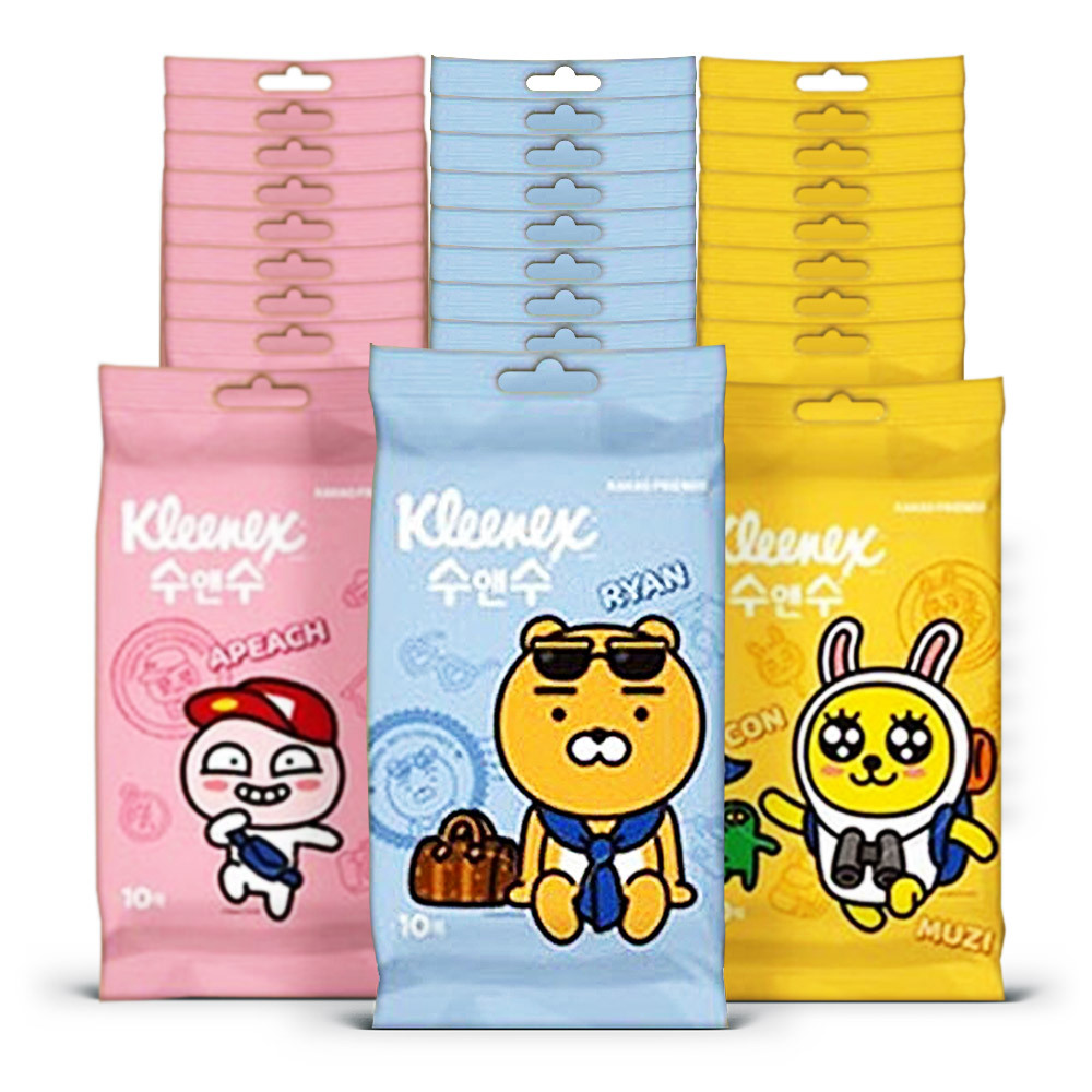 크리넥스 수앤수 카카오 프렌즈 물티슈 리필 10매30팩