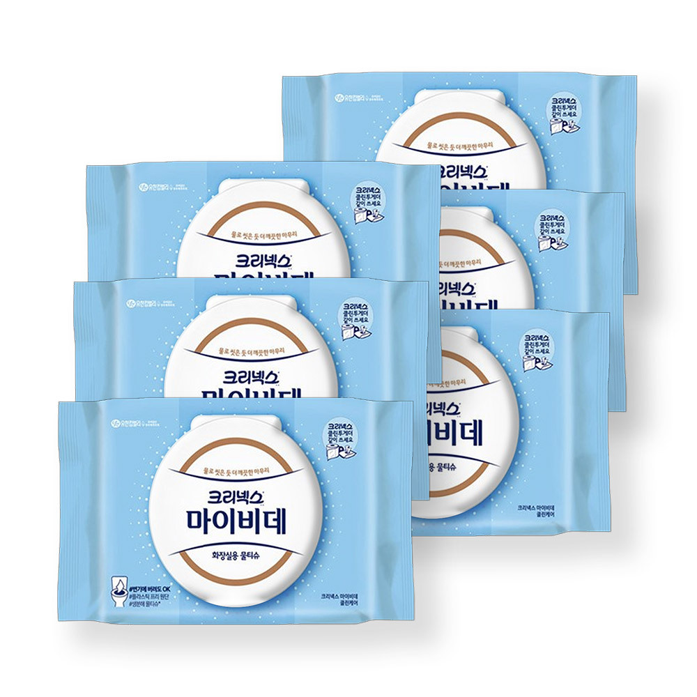 크리넥스 마이비데 물티슈 클린케어 캡 46매 x6팩