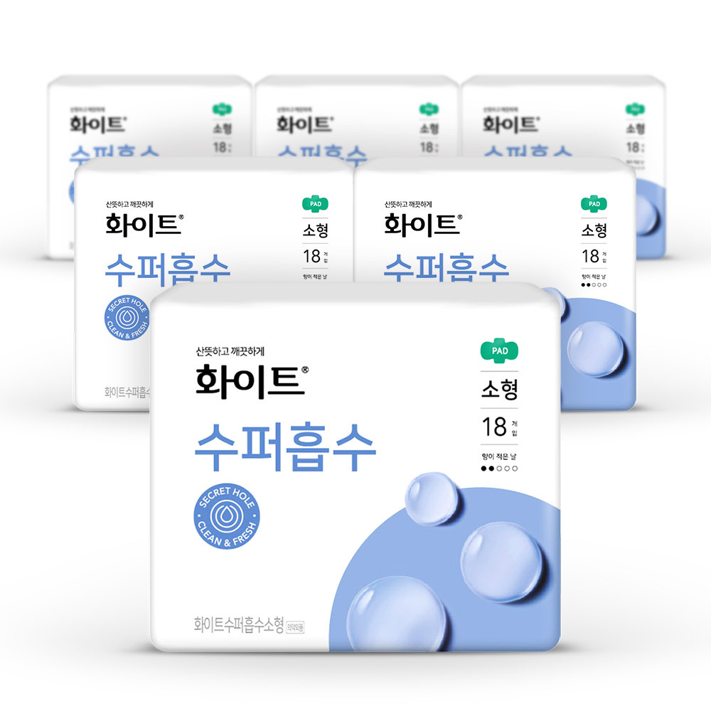화이트 생리대 수퍼흡수 소형 18p x6팩