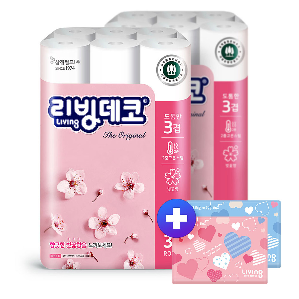 리빙 화장지 데코(오) 30M30롤2팩 +여행용40매2팩