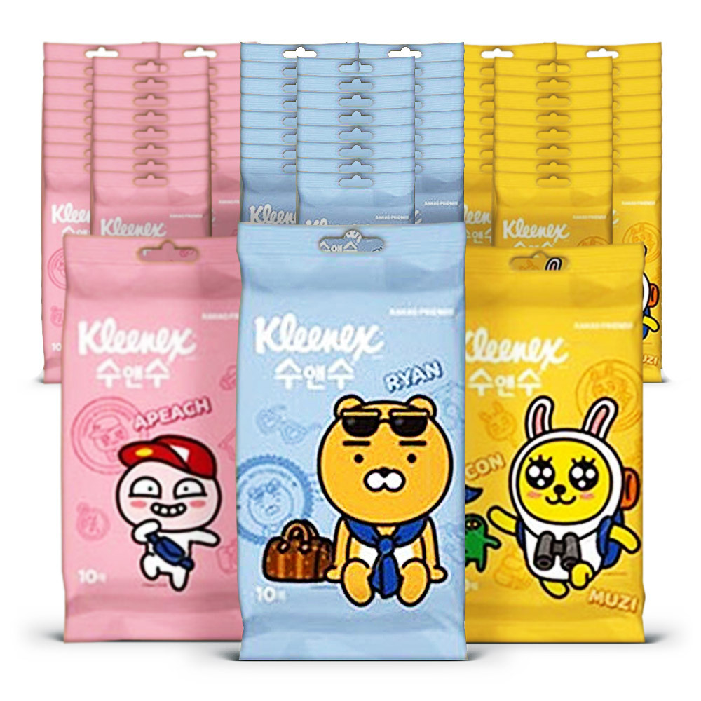 크리넥스 수앤수 카카오 프렌즈 물티슈 리필 10매72팩