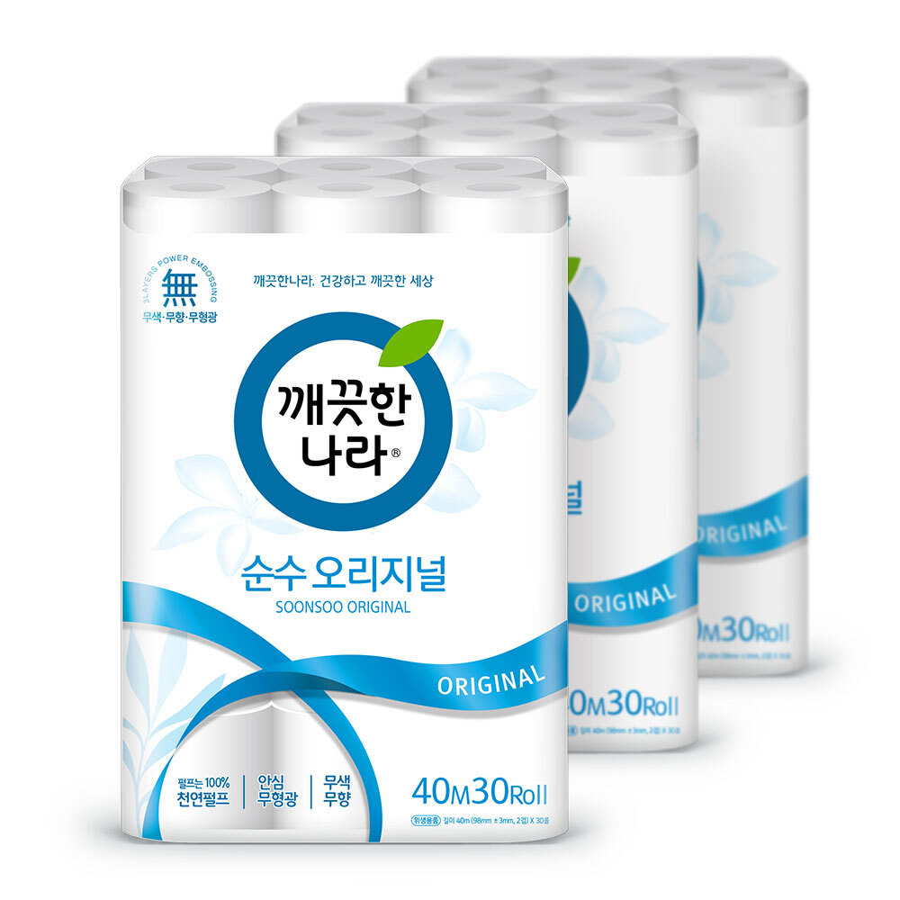 깨) 순수 오리지날  화장지 40m30롤 3팩