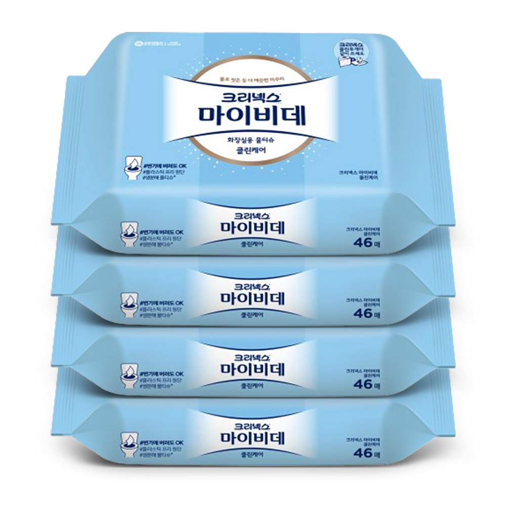 크리넥스 마이비데 물티슈 클린케어 리필 46매 x4팩