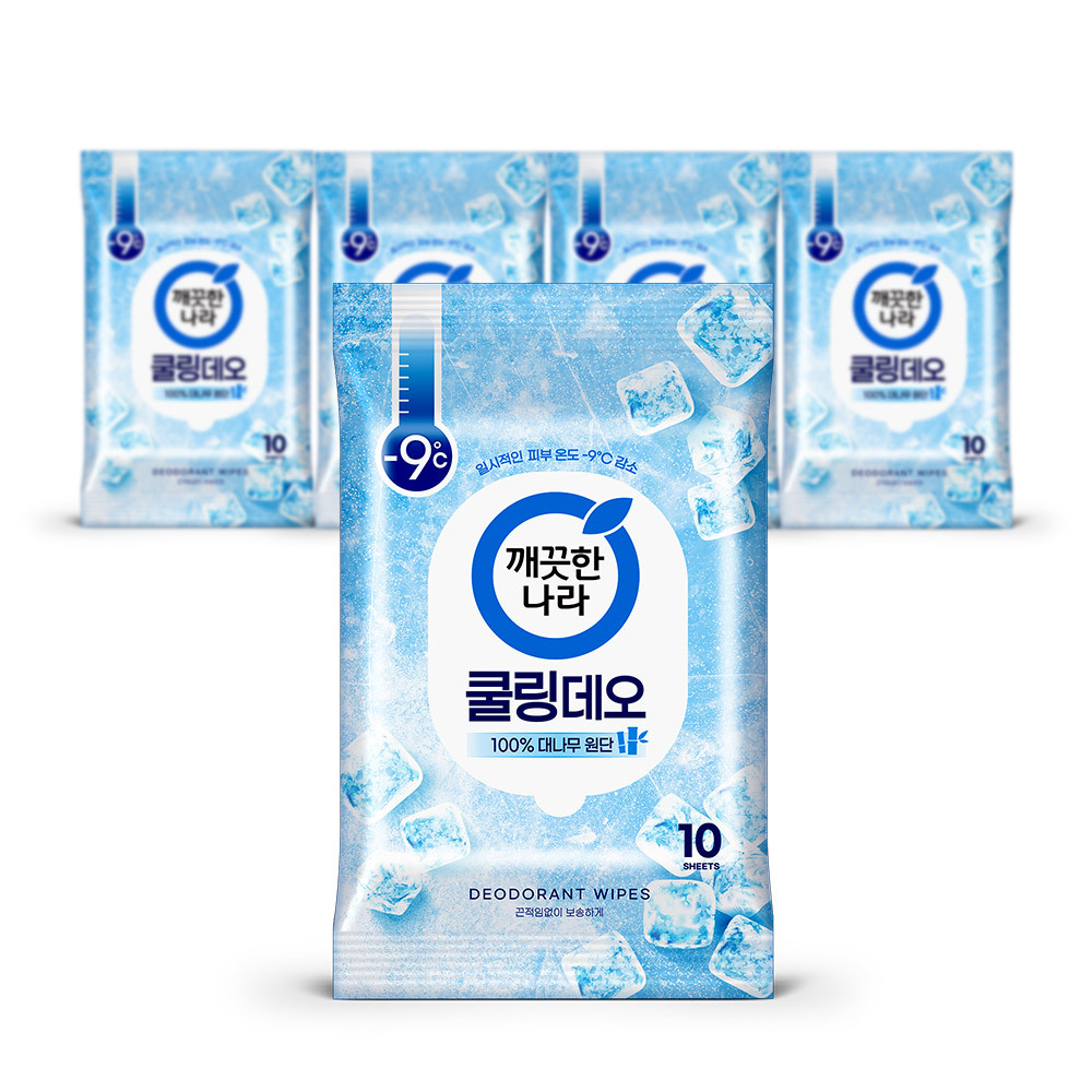 깨끗한나라 페퍼민트 쿨링 데오 물티슈 10매 x5개