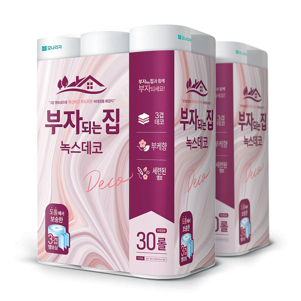 모나리자 부자되는집 화장지 녹스 데코 30M 30롤 2팩