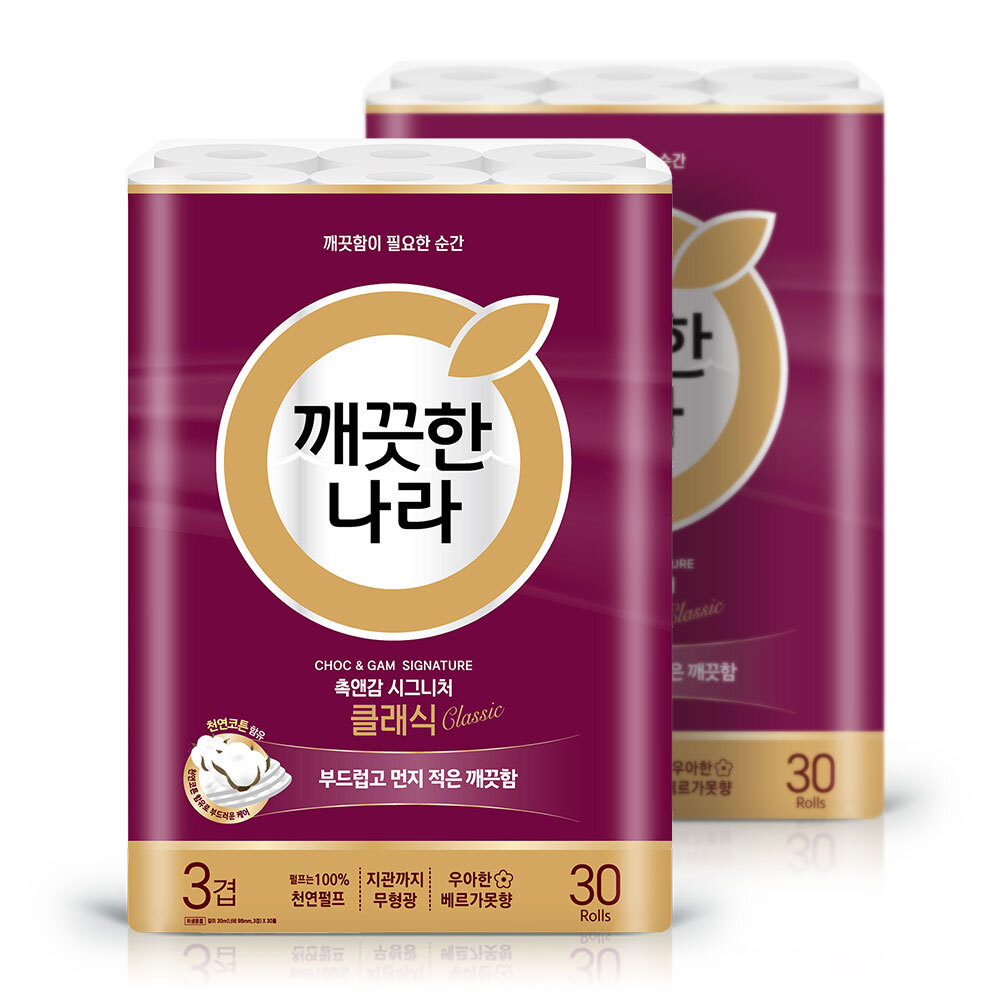 깨끗한나라 화장지 촉앤감 시그니처 클래식30m30롤2팩