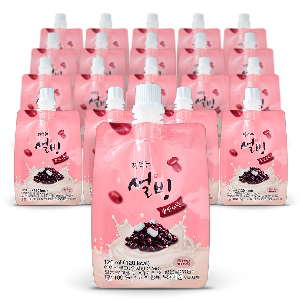 설빙 아이스크림 짜먹는 슬러시 팥빙수맛 120ml 20개