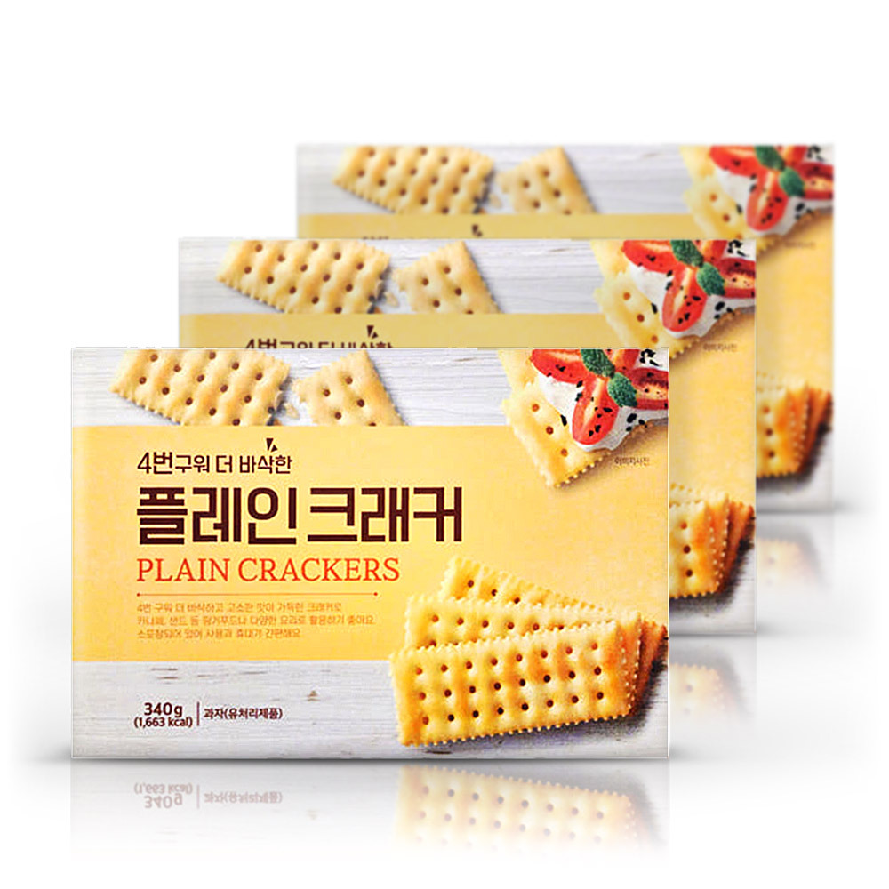 푸지안 크래커 플레인 4번구운 바삭한 과자340g 3개