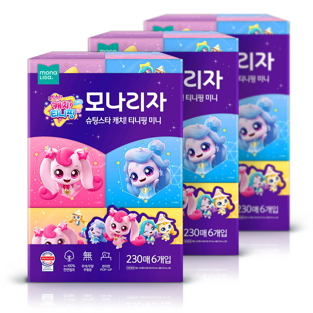 모나리자 미용티슈 캐치티니핑 미니 230매 3입