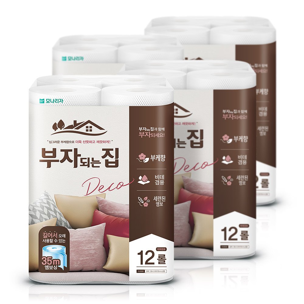 모나리자 부자되는집 화장지 2겹 35m12롤 4팩